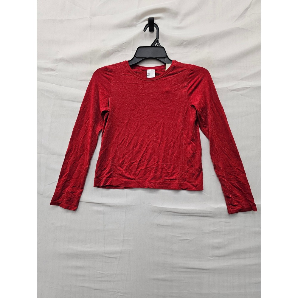 All in Motion Girls Metallic Long Sleeve Tee Red Nylon Blend Workout Size Large